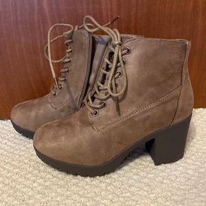 Brown suede booties